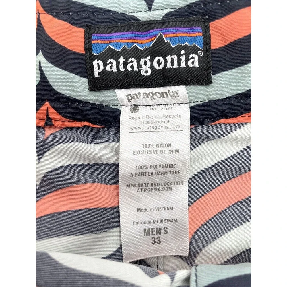 Patagonia Men 33 Swim Board‎ Shorts Orange Blue Pocket Nylon